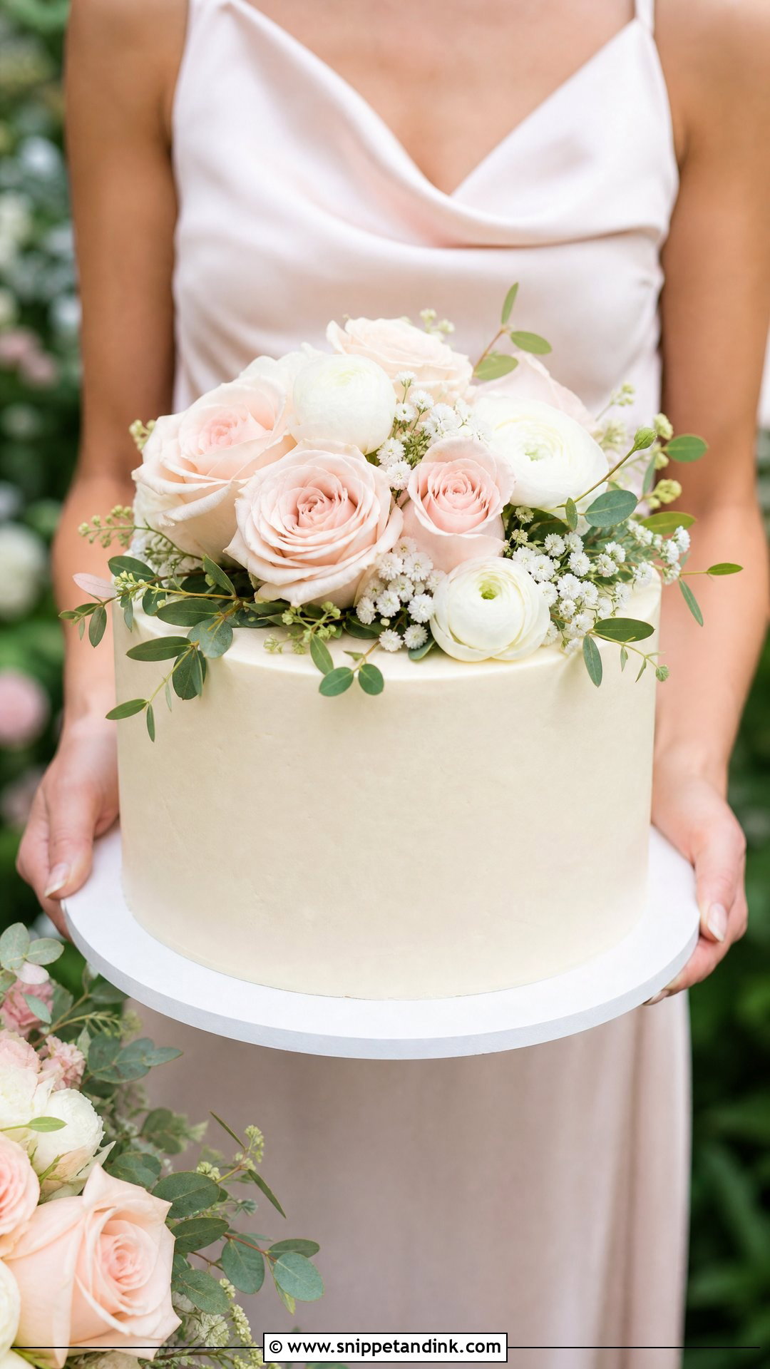 Floral Wedding Cake - Snippet and Ink - 20 Person Holding Cake Ideas for Wedding