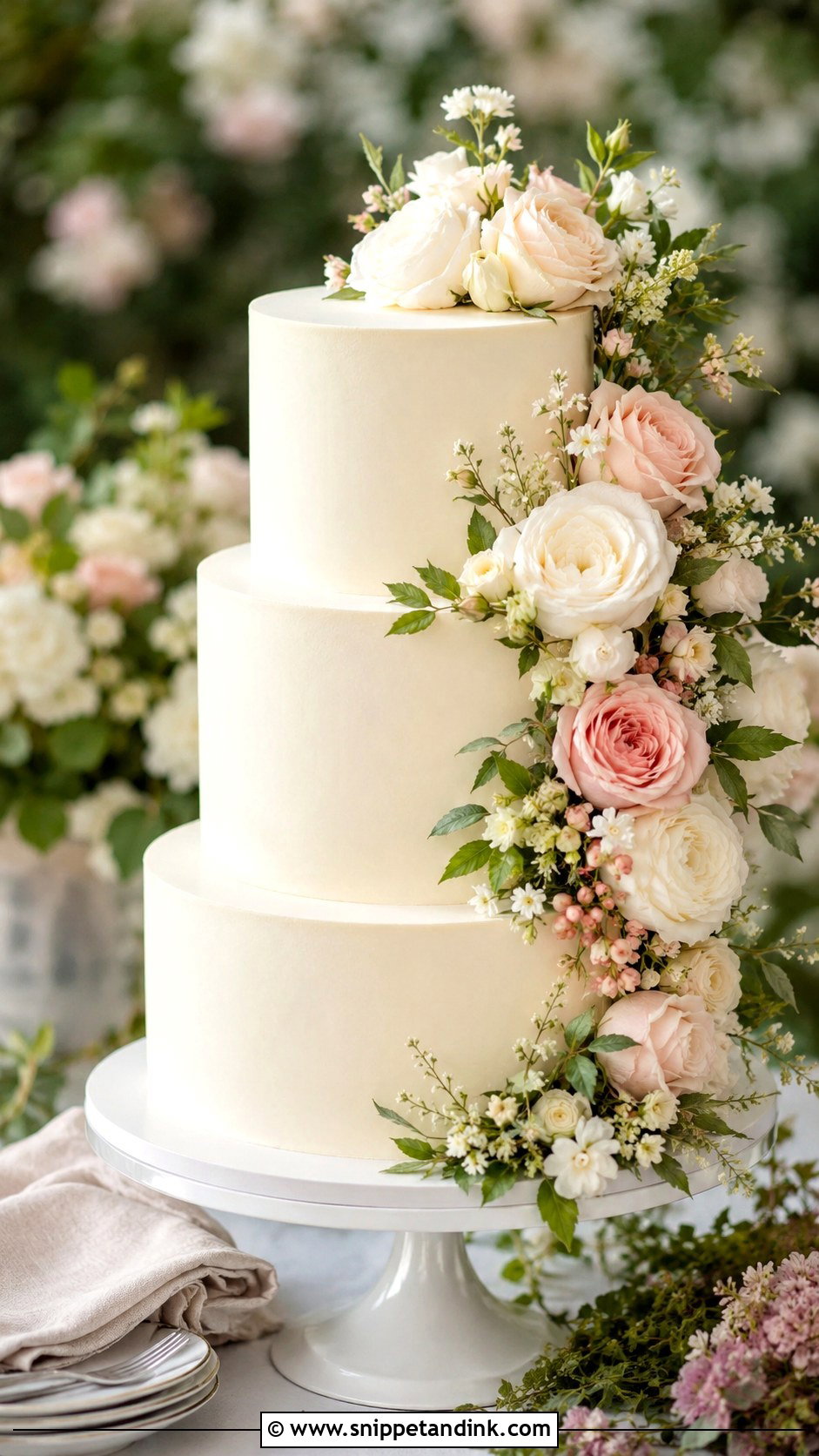 Floral Wedding Cake - Snippet and Ink - 20 Pretty Cakes for Wedding