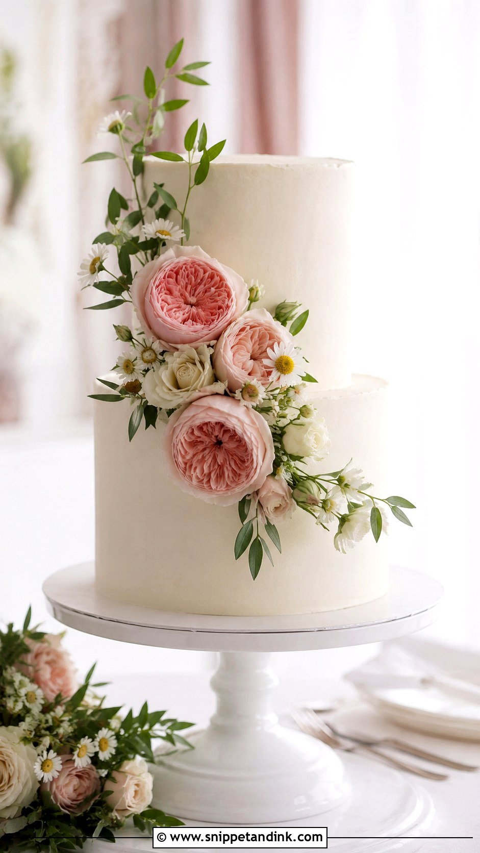Floral Wedding Cake - Snippet and Ink - 20 Simple Deco Cake Ideas for Wedding
