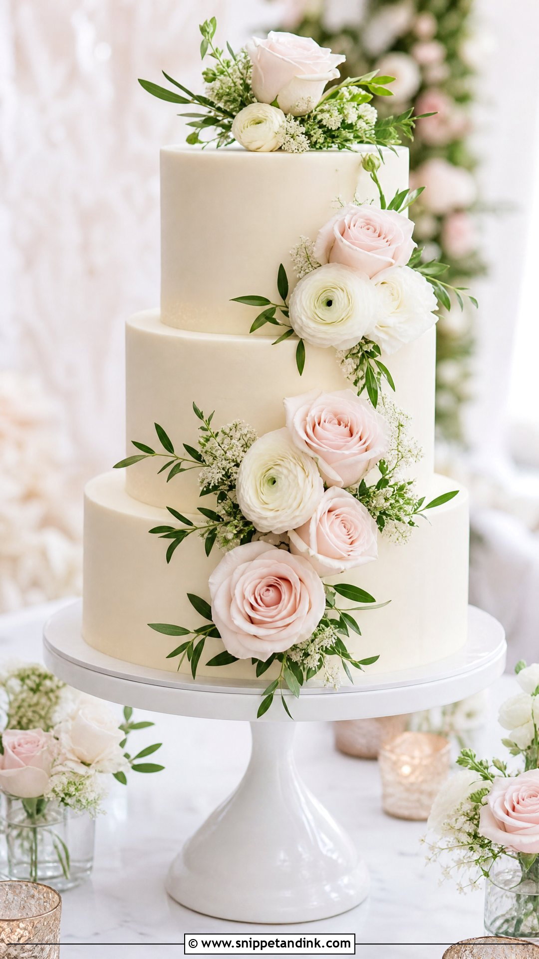Floral Wedding Cake - Snippet and Ink - 20 Simple Wedding Cake Designs