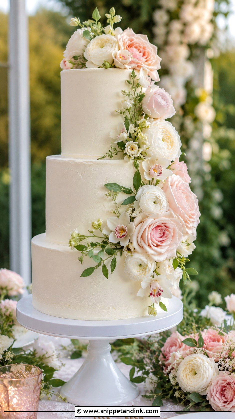 Floral Wedding Cake - Snippet and Ink - 20 Wedding Cake Decoration Ideas