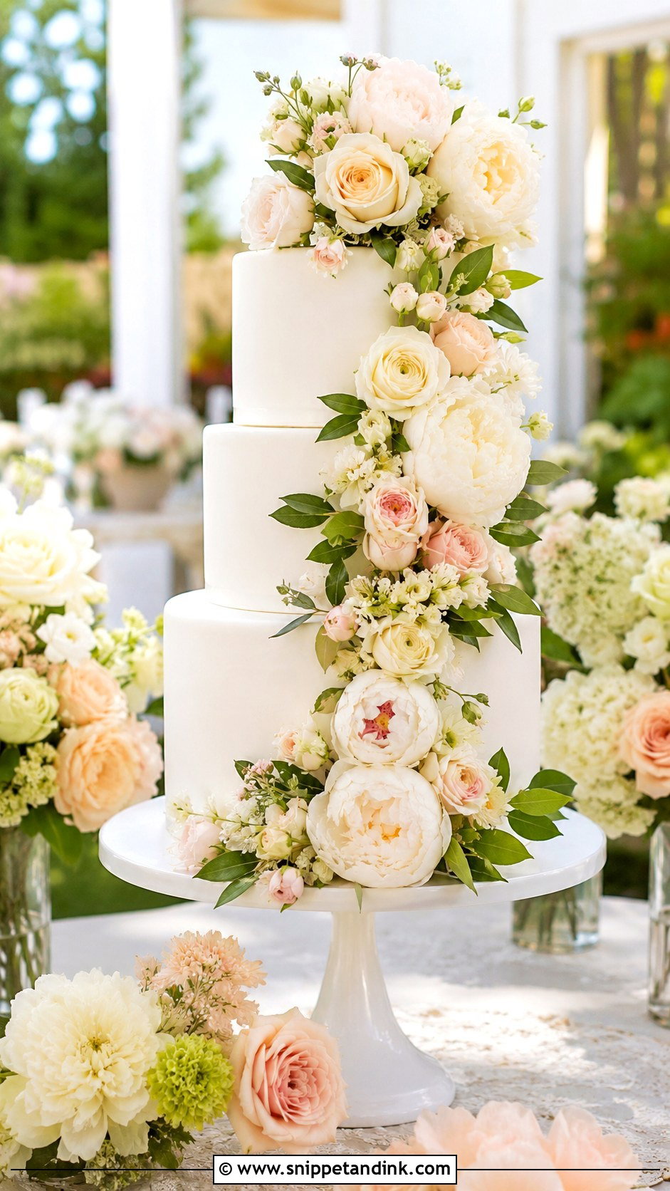 Floral Wedding Cake - Snippet and Ink - 20 Wedding Cake Designs
