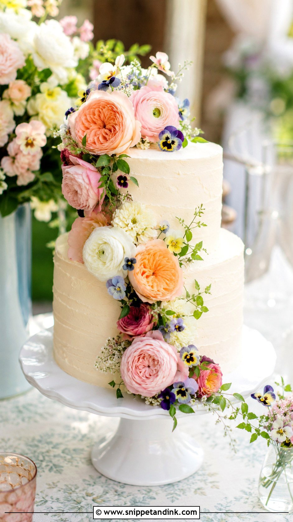 Floral Wedding Cake - Snippet and Ink - 25 Cake and Cupcakes Ideas for Wedding