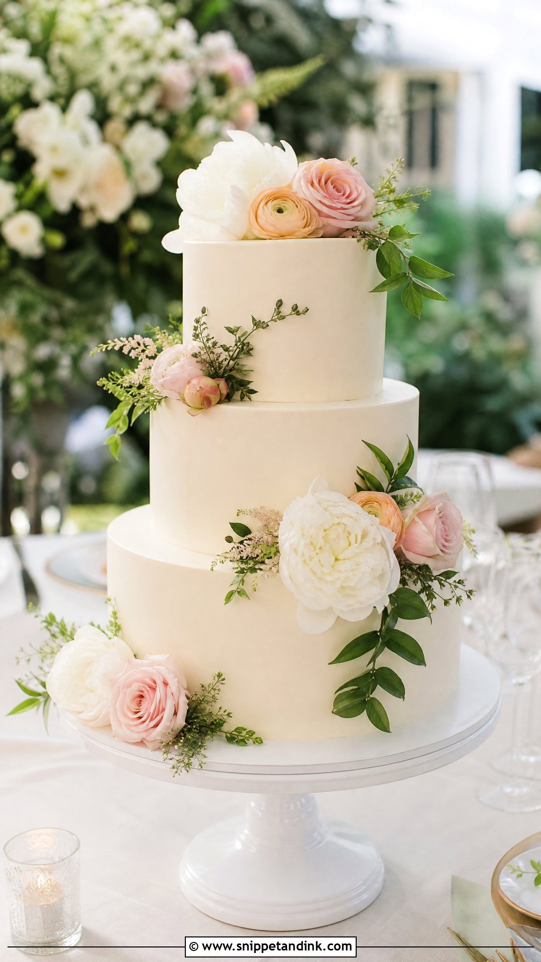 Floral Wedding Cake - Snippet and Ink - 25 Lady Cake Ideas for Wedding