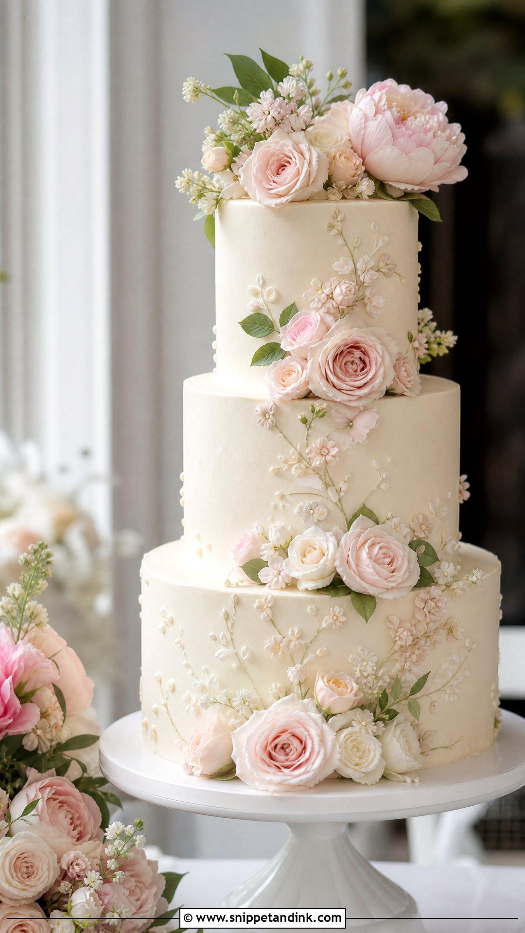 Floral Wedding Cake - Snippet and Ink - 30 Aesthetic Cake Inspo Ideas for Wedding