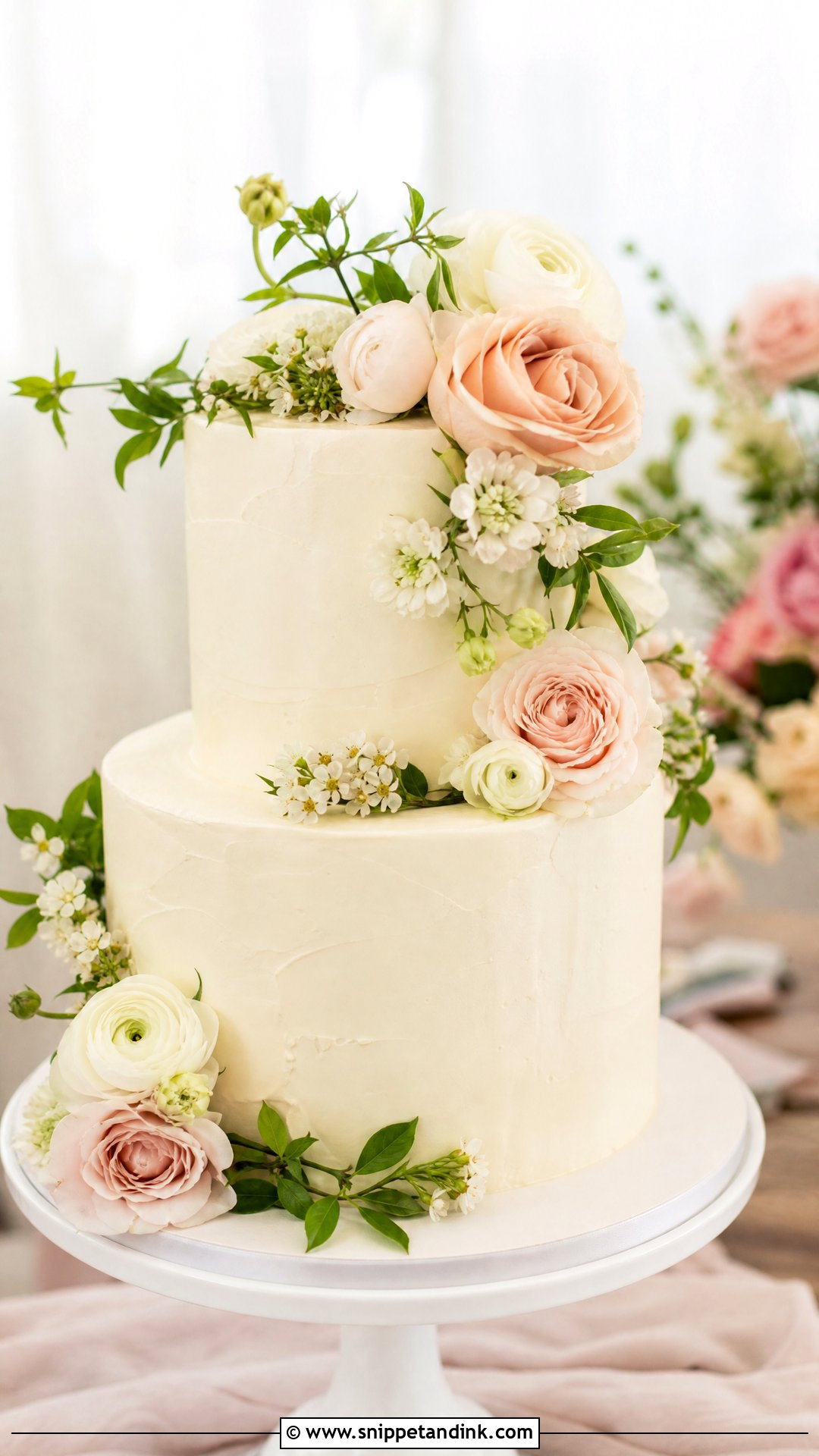 Floral Wedding Cake - Snippet and Ink - 30 Simple Wedding Cake Ideas