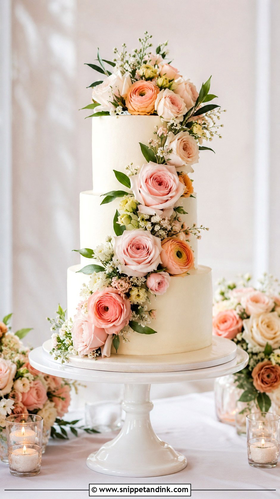 Floral Wedding Cake - Snippet and Ink - 30 Simple Unique Wedding Cake Ideas