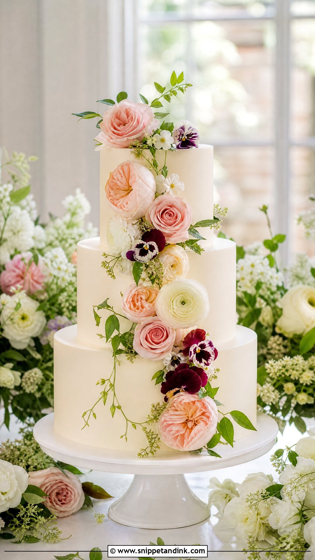 Floral Wedding Cake - Snippet and Ink - 30 Wedding Cake Ideas