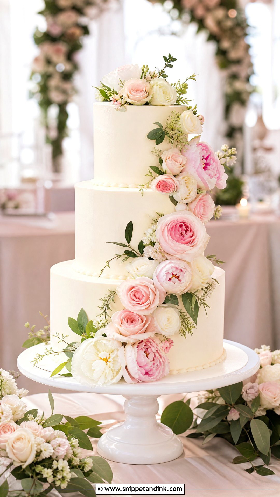 Floral Wedding Cake - Snippet and Ink - 35 Wedding Cake Designs