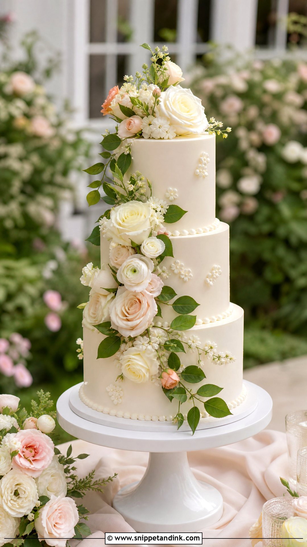 Floral Wedding Cake - Snippet and Ink - 35 Wedding Cakes