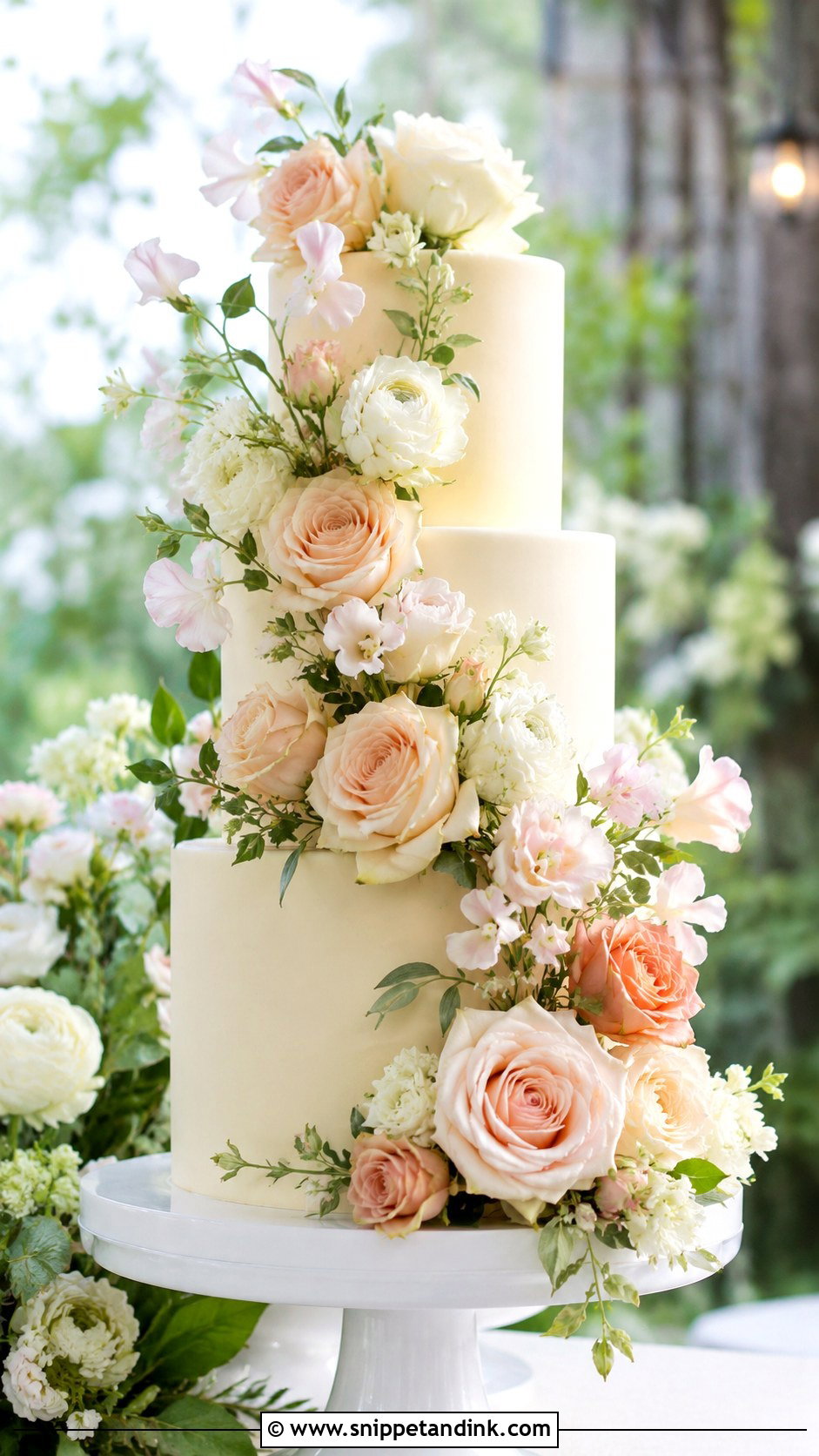 Floral Wedding Cake - Snippet and Ink - 20 Elegant Wedding Cake Designs