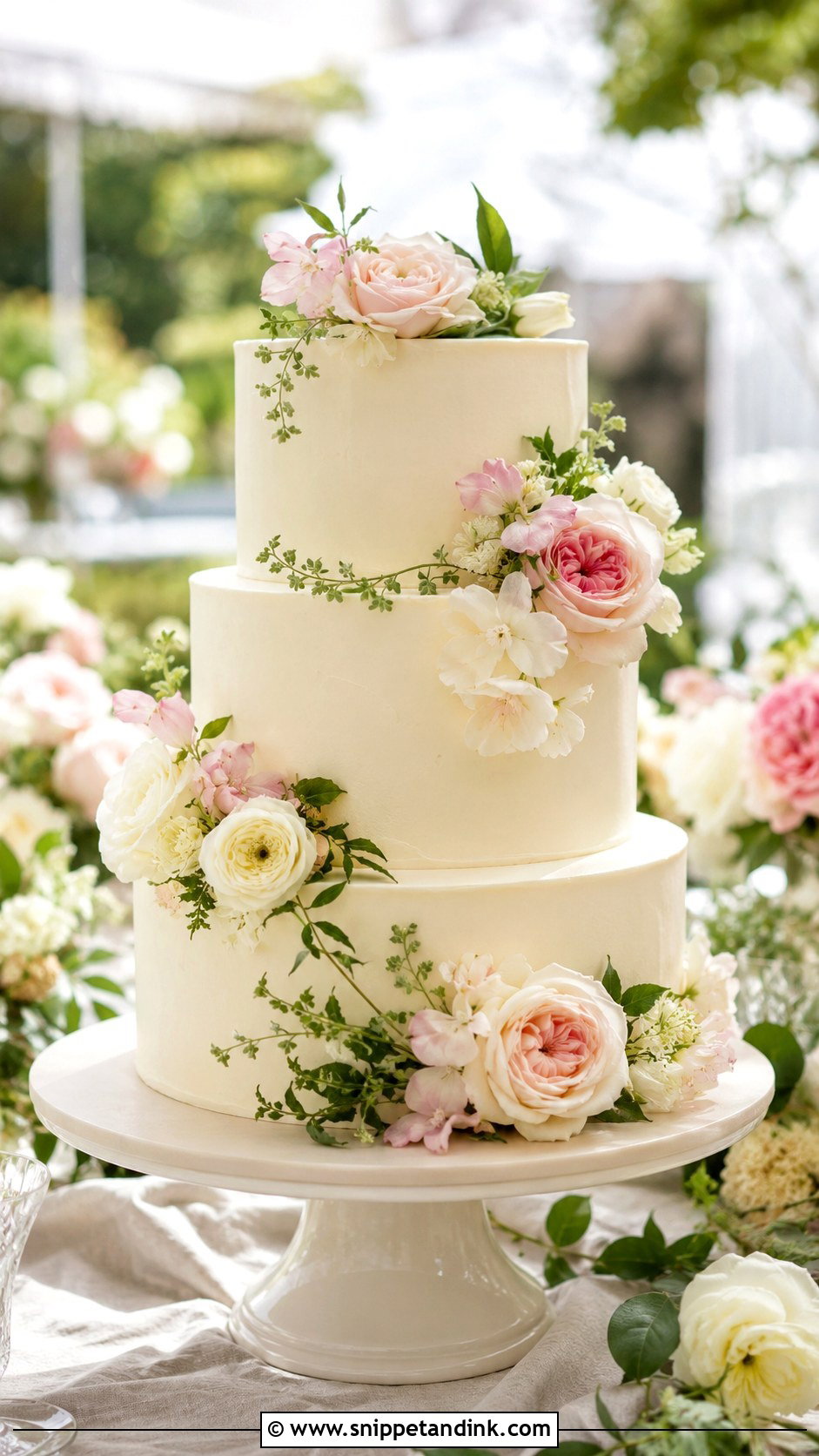 Floral Wedding Cake - Snippet and Ink - 20 Elegant Wedding Cakes