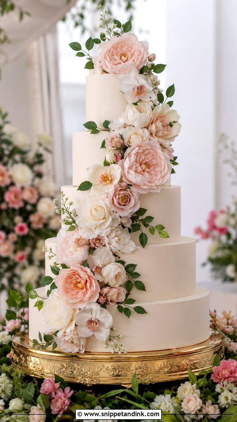 Floral Wedding Cake - Snippet and Ink - 20 Extravagant Wedding Cakes