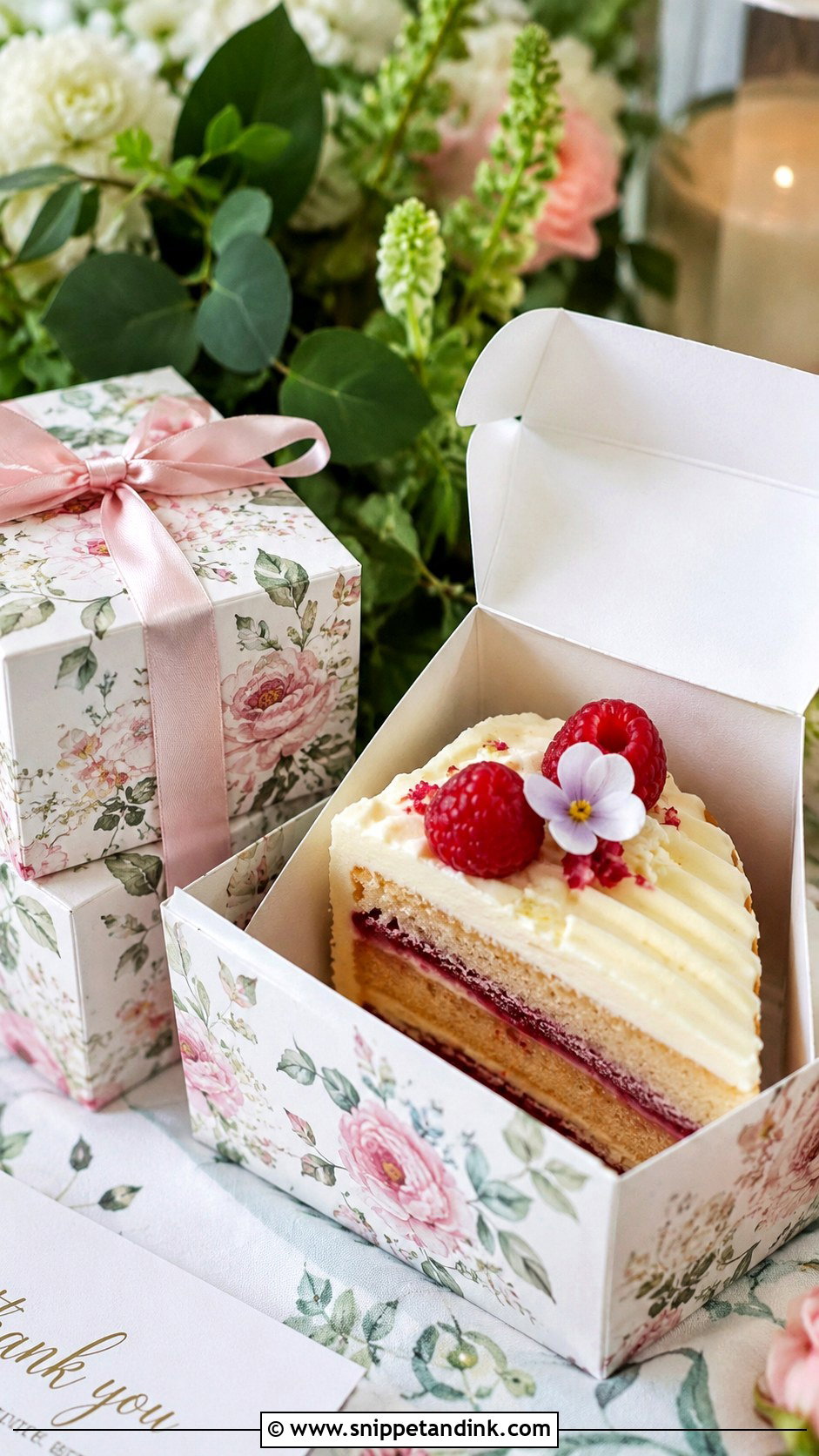 Floral Wedding Cake Favor Box - Snippet and Ink - 20 Wedding Cake Favor Boxes