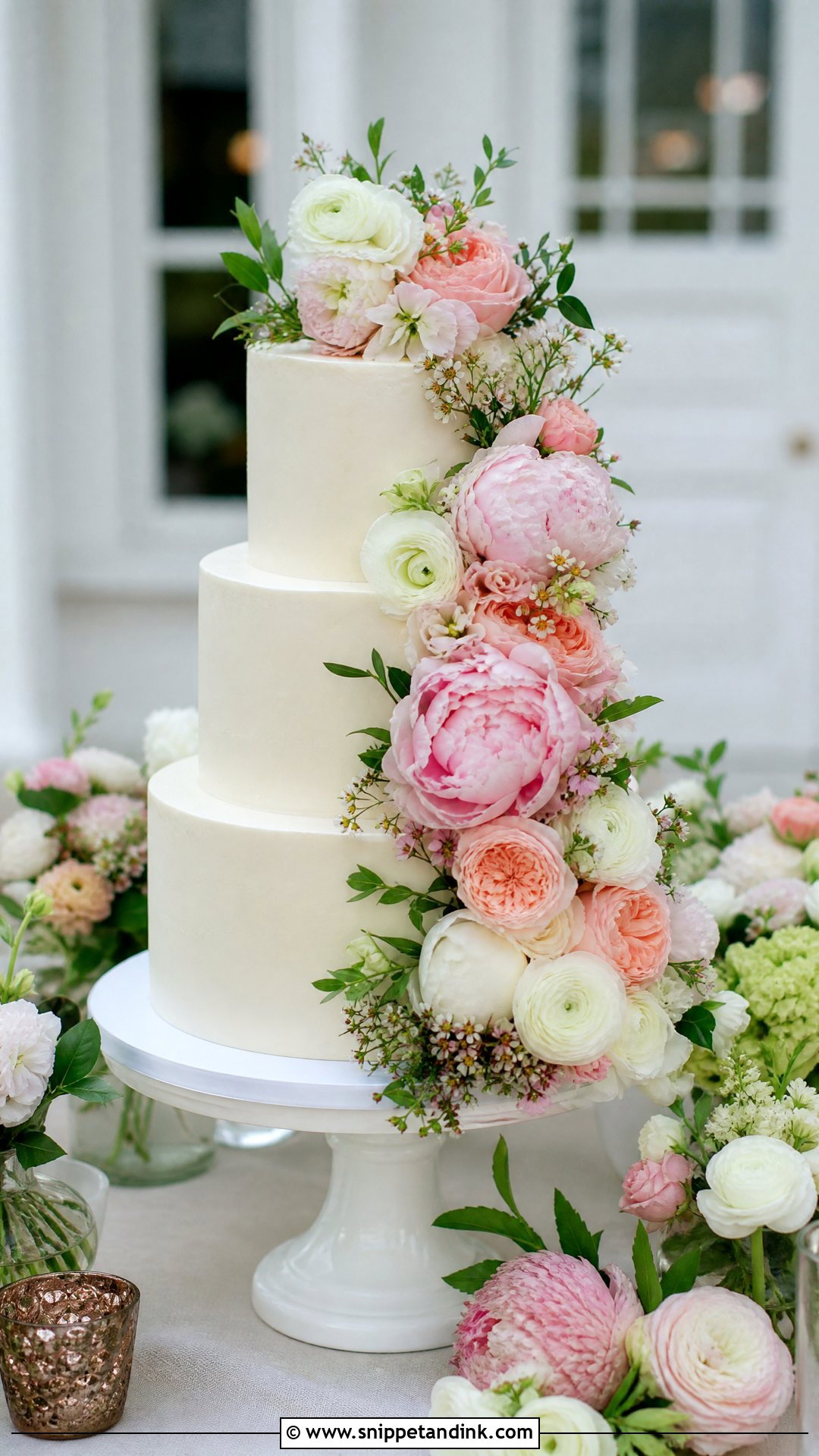 Floral Wedding Cake Table - Snippet and Ink - 25 Wedding Cake Table Ideas