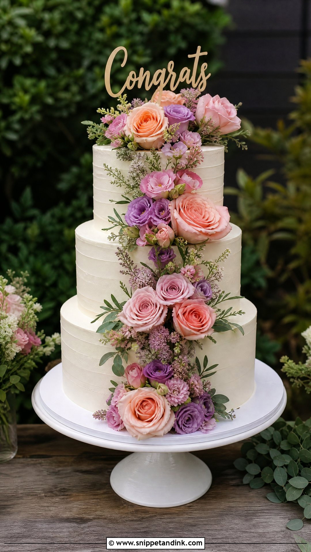 Floral Wedding Congrats Cake - Snippet and Ink - 30 Congrats Cake Ideas for Wedding
