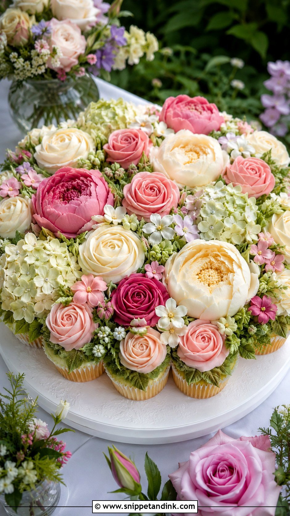 Floral Wedding Cupcake Cake - Snippet and Ink - 20 Large Cupcake Cakes for Wedding