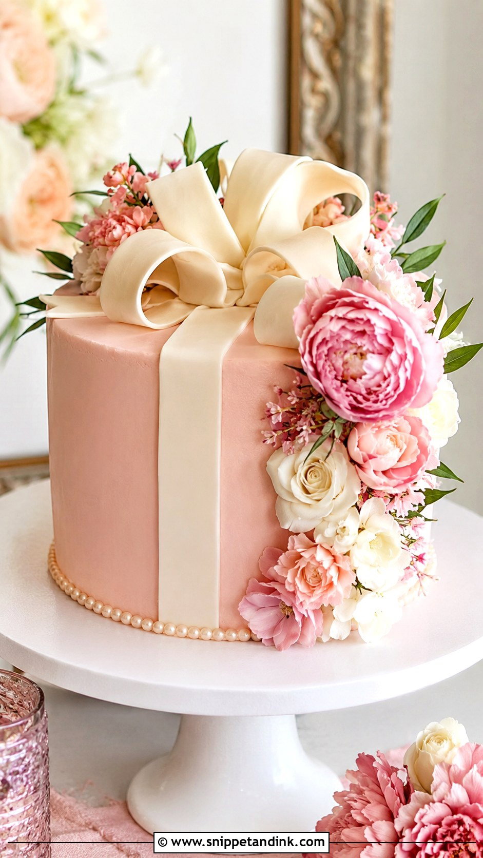 Floral Wedding Gift Cake - Snippet and Ink - 20 Gift Cake Design Ideas for Wedding