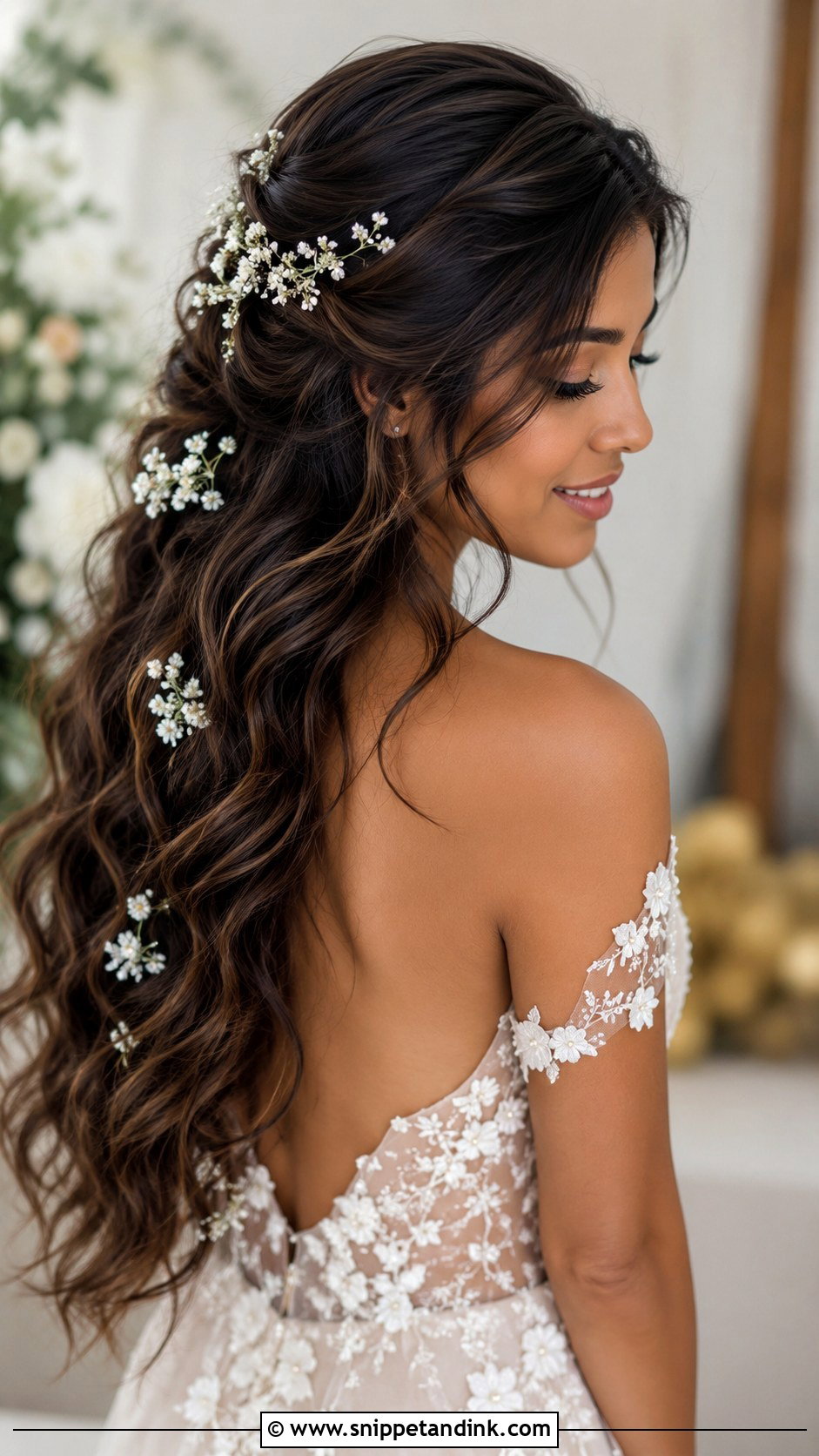 Floral Wedding Hair For Long Hair - Snippet and Ink - 20 Hairdo for Long Hair Wedding Ideas