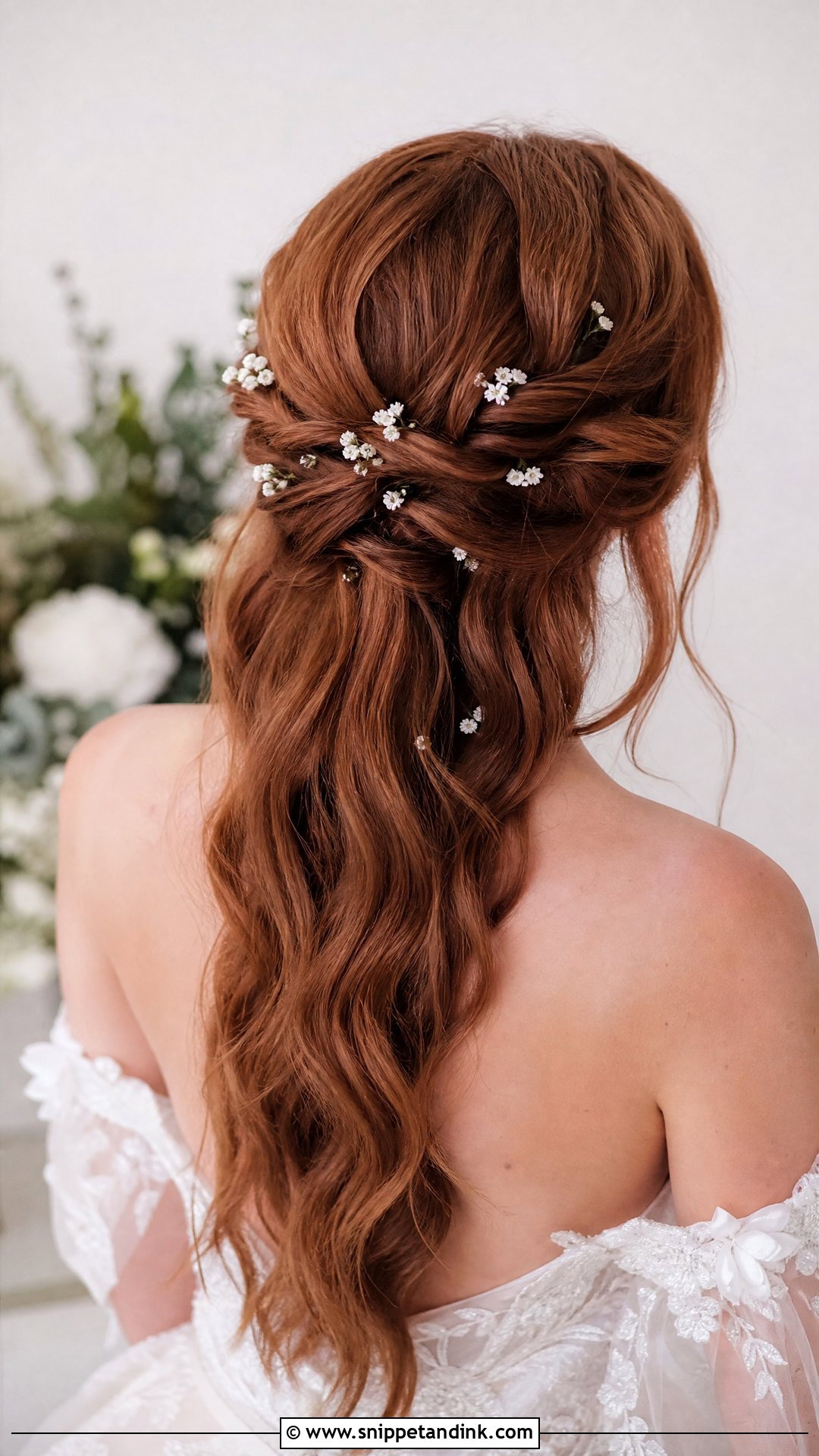 Floral Wedding Hairstyle For Long Hair - Snippet and Ink - 20 Wedding Hairstyles for Long Hair Off Shoulder Dress