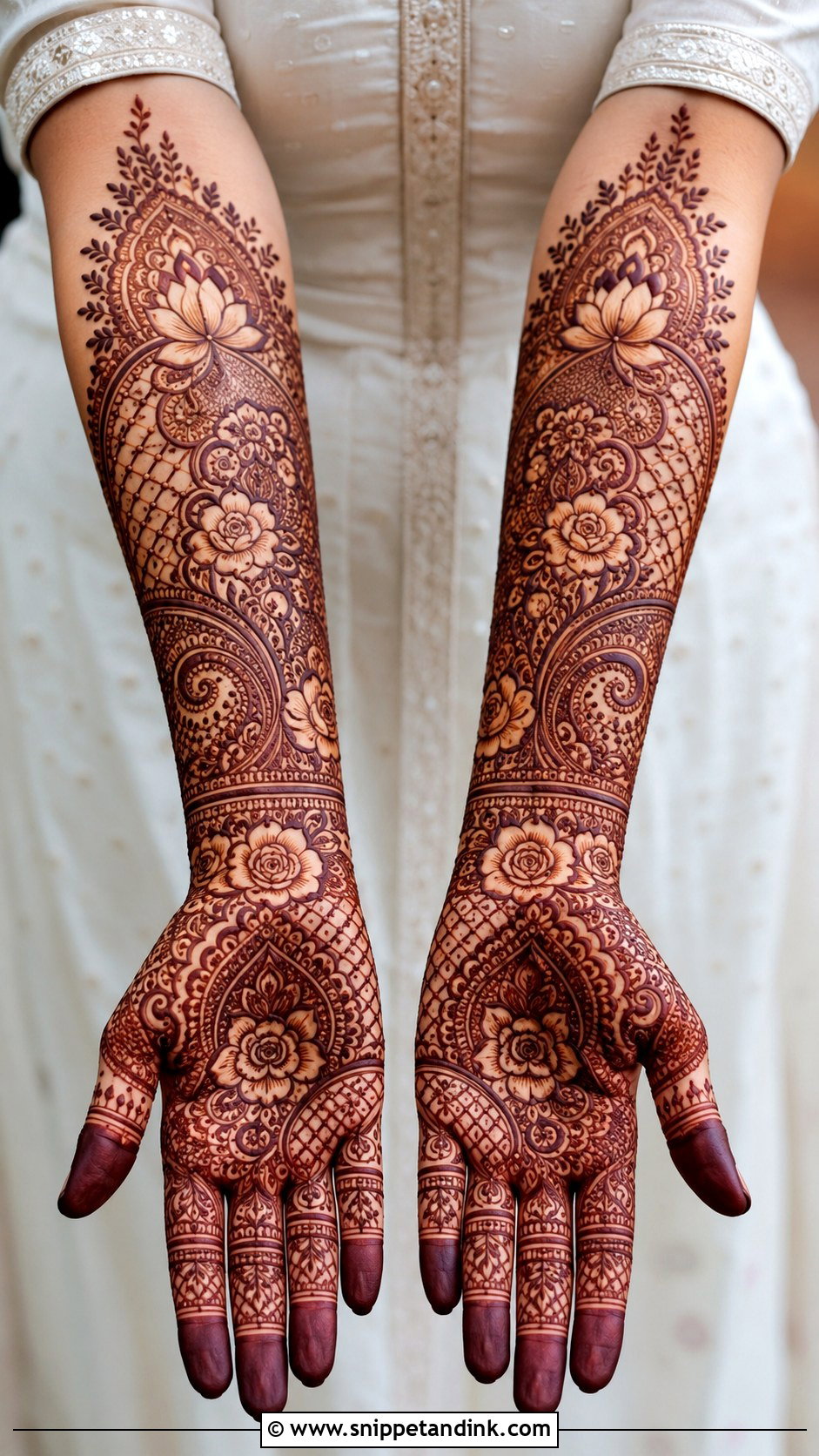 Floral Wedding Mehndi Design - Snippet and Ink - 35 Floral Mehndi Designs
