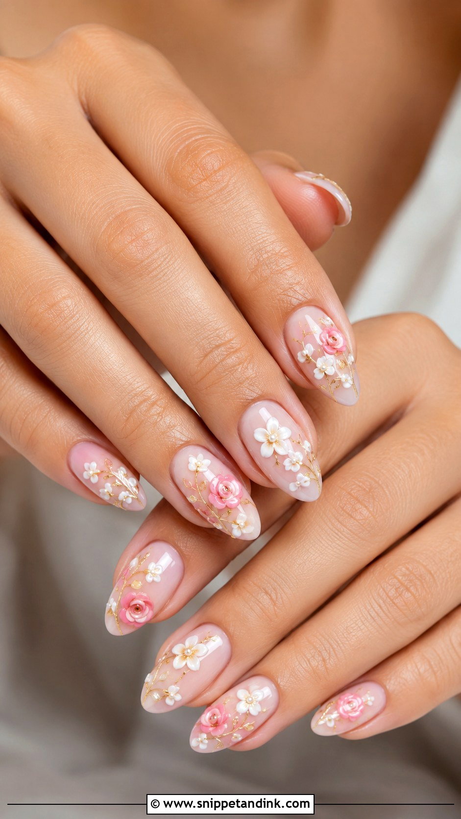 Floral Wedding Nail Art - Snippet and Ink - 20 Nail Art for Indian Wedding Ideas