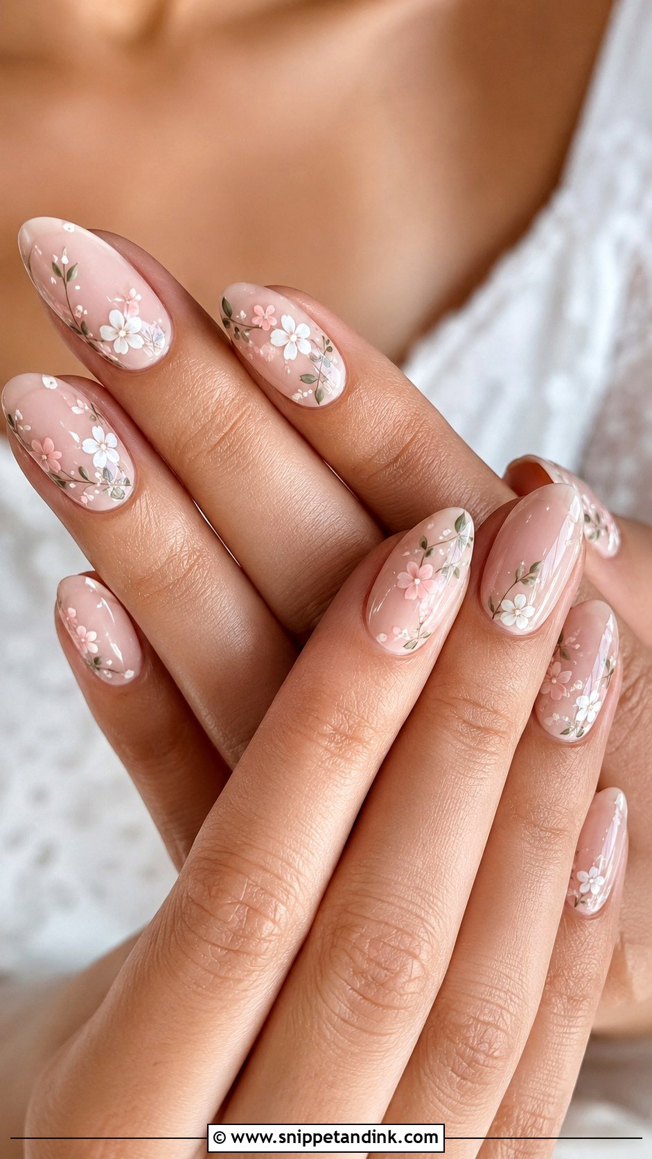 Floral Wedding Nails - Snippet and Ink - 20 Wedding Nail Inspo Ideas