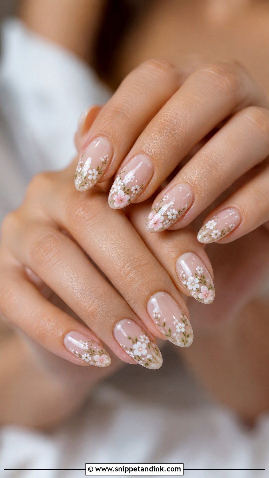 Floral Wedding Nails - Snippet and Ink - 30 Wedding Nail Art Design for Bride Ideas