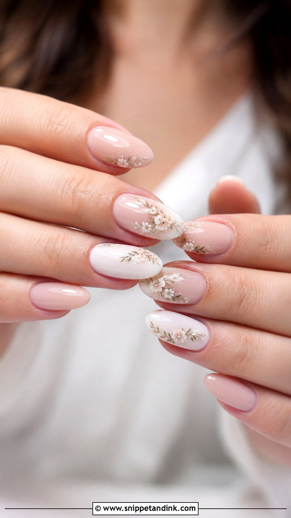 Floral Wedding Nails For Almond Nails - Snippet and Ink - 20 Floral Wedding Nails for Bride