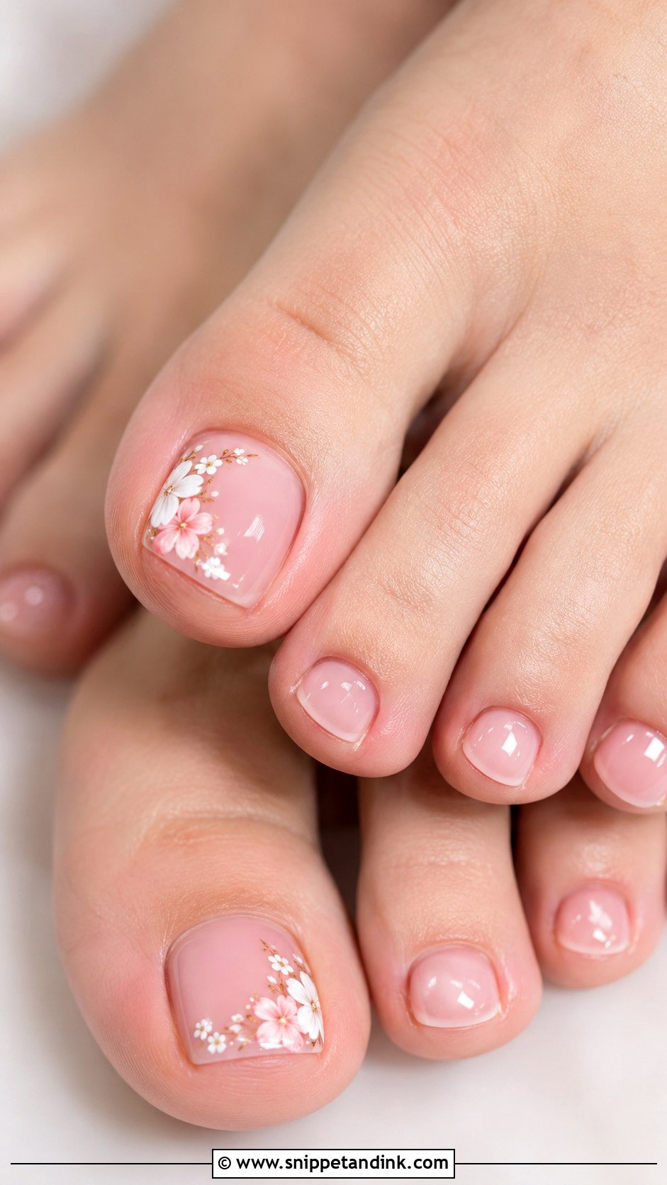 Floral Wedding Pedicure - Snippet and Ink - 20 Wedding Pedicure for Bride Ideas