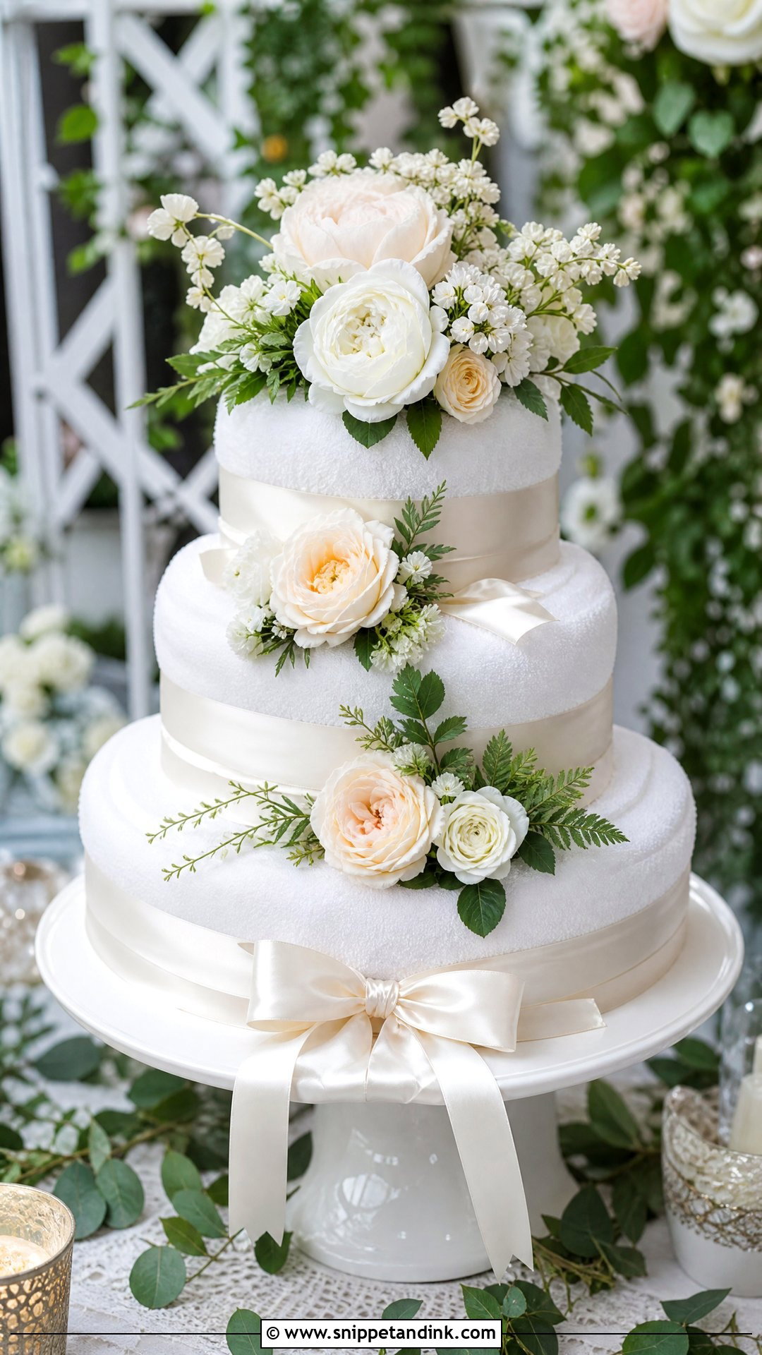 Floral Wedding Towel Cake - Snippet and Ink - 20 Towel Cakes for Wedding