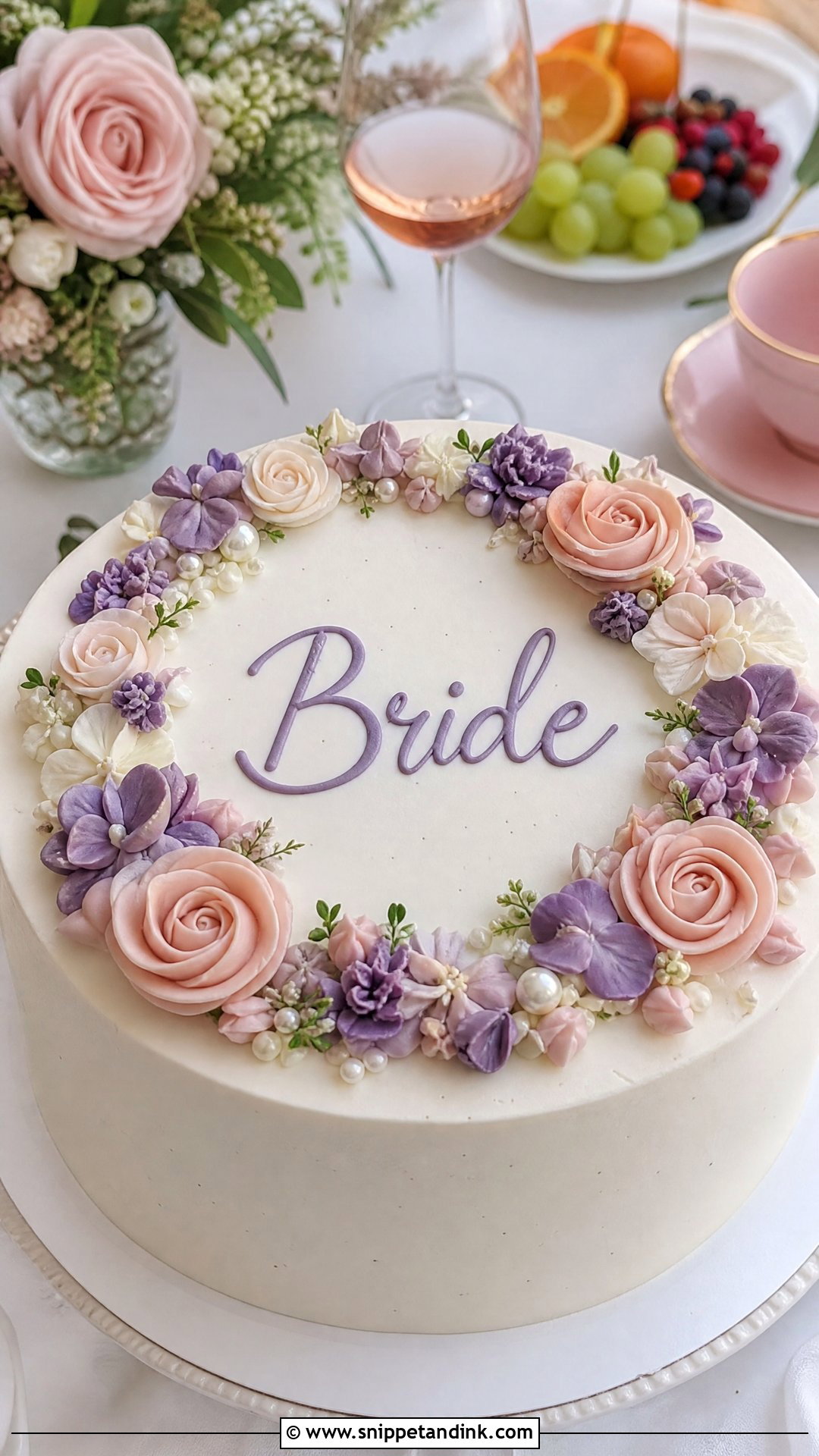 Floral Wreath Bachelorette Cake - Snippet and Ink - 25 Bachelorette Cake Ideas for Wedding