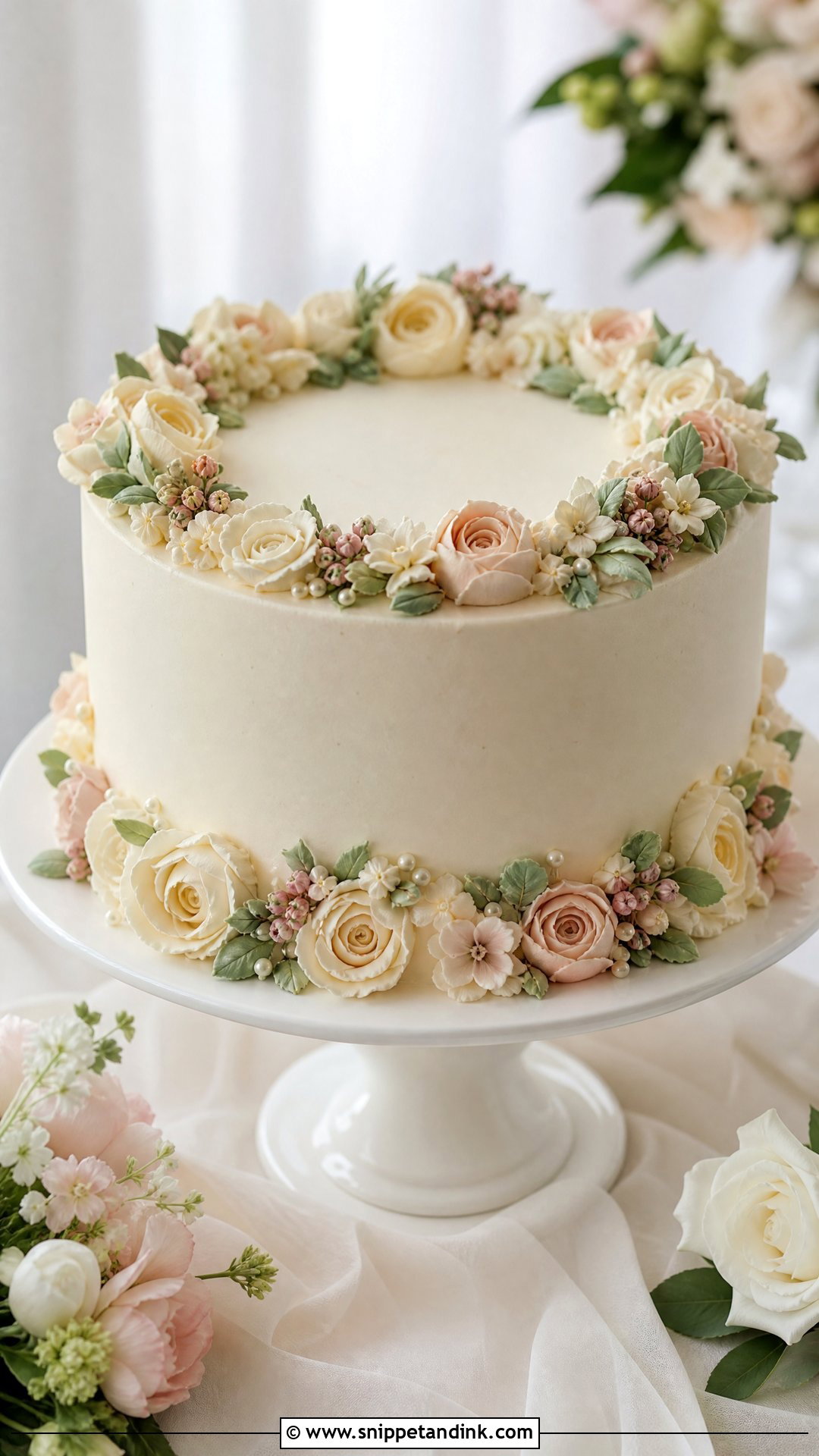 Floral Wreath Buttercream Wedding Cake - Snippet and Ink - 25 Buttercream Flower Cake Ideas for Wedding