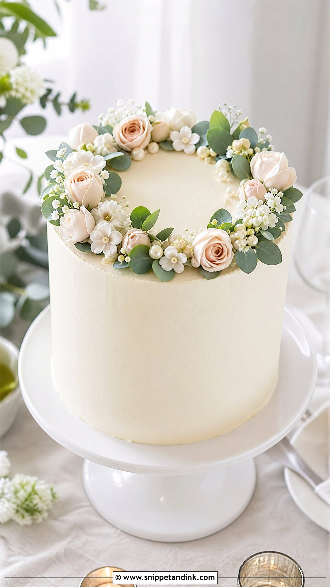Floral Wreath Wedding Cake - Snippet and Ink - 25 Flower Theme Cake Ideas for Wedding