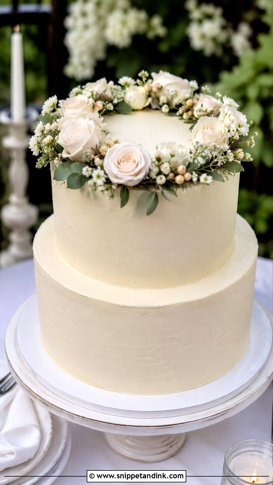Floral Wreath Wedding Cake Top - Snippet and Ink - 25 Wedding Cake Tops