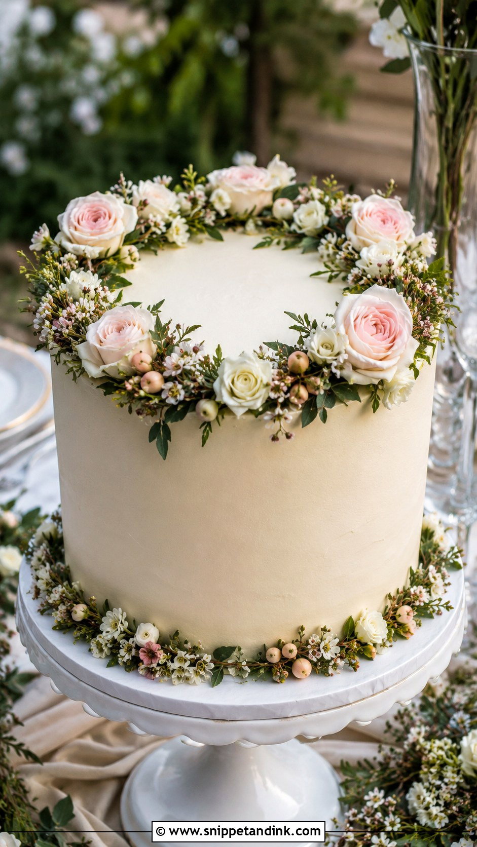 Floral Wreath Wedding Cake - Snippet and Ink - 20 Easy Wedding Cake Decorating Ideas