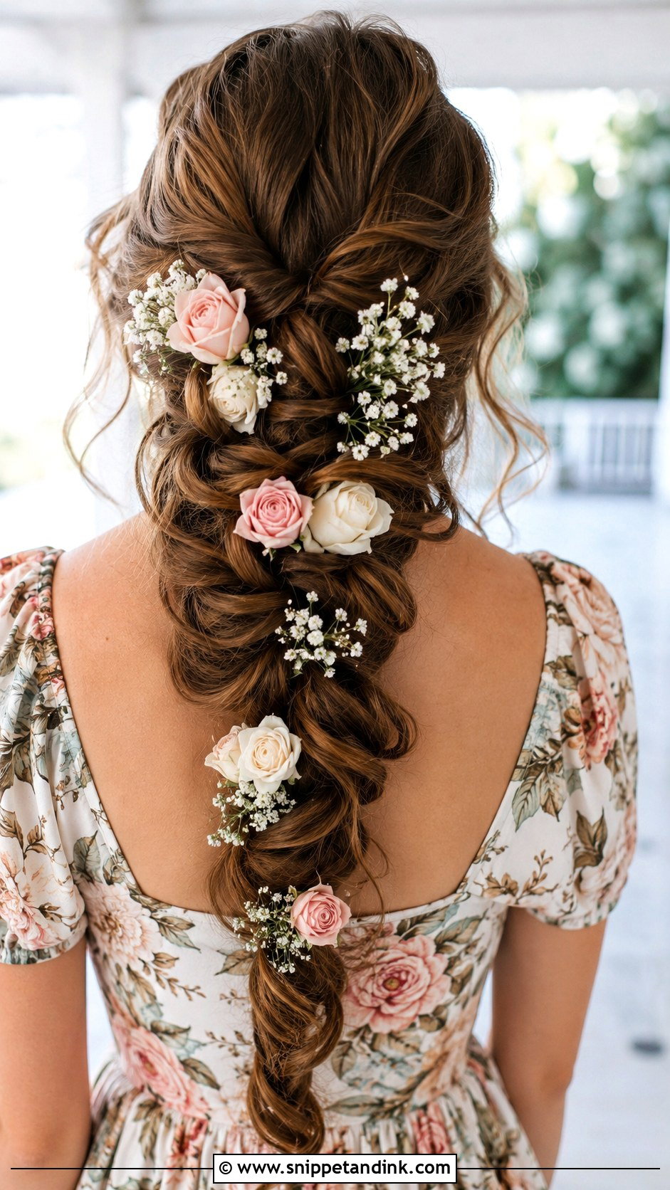 Flower Adorned Braid - Snippet and Ink - 20 Engagment Hair Hairstyles
