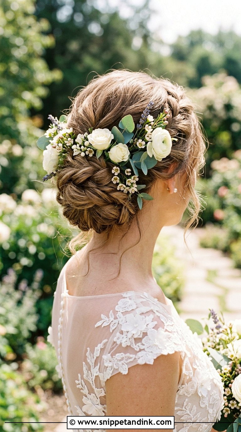 Flower Adorned Bridal Updo - Snippet and Ink - 20 Bridal Hair Styling Ideas