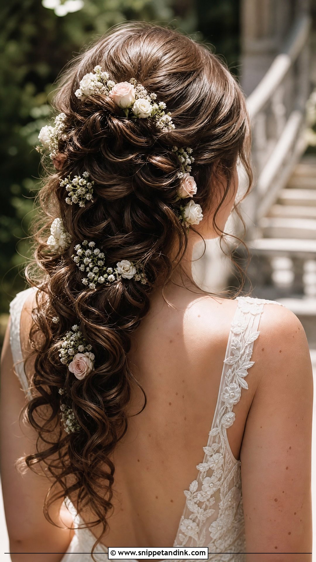 Flower Adorned Down Curls Wedding Hair - Snippet and Ink - 20 Wedding Hairstyles Down Curls