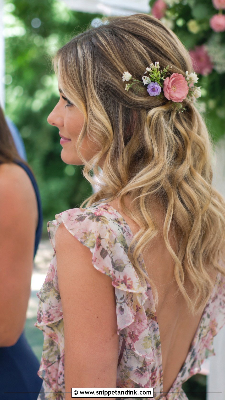 Flower Adorned Hairstyle for a Wedding Guest - Snippet and Ink - 25 Hair Styles for a Wedding Guest