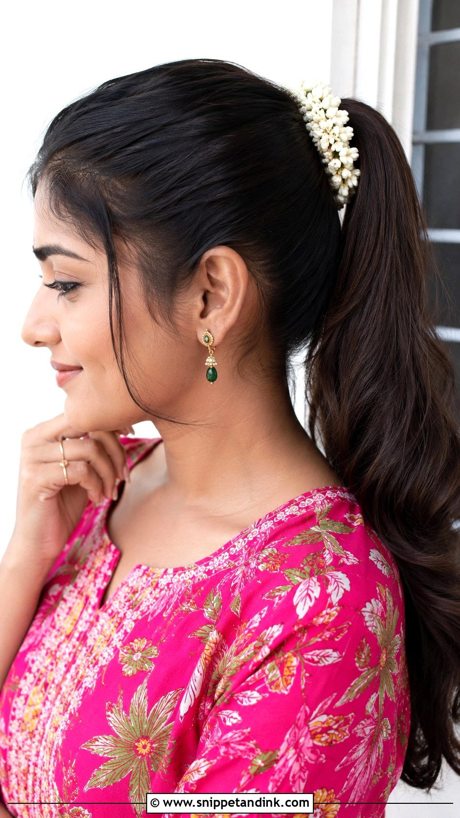 Flower Adorned Ponytail - Snippet and Ink - 20 Indian Non Bridal Hairstyles