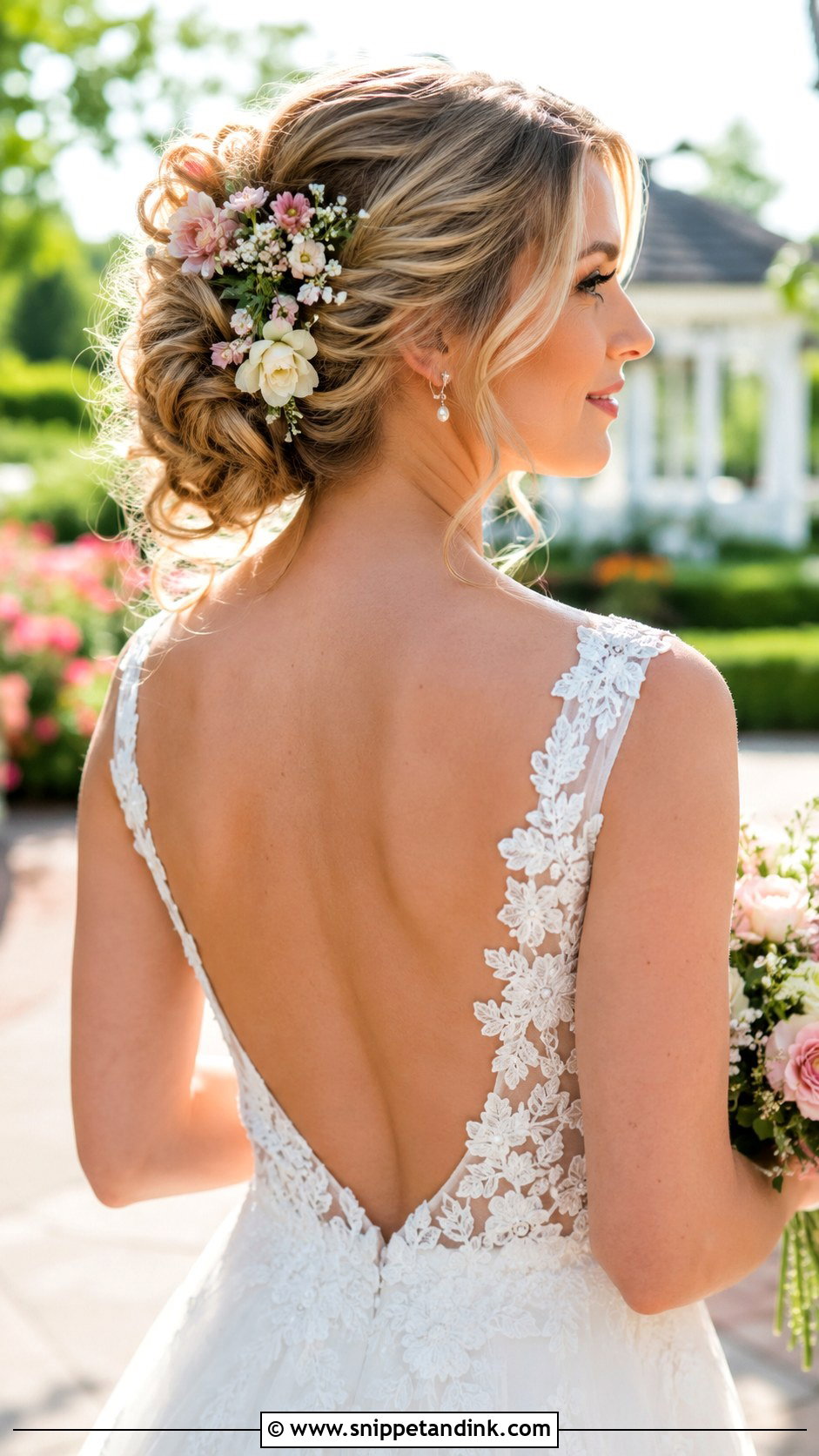 Flower Adorned Updo - Snippet and Ink - 35 Bridal Hair Ideas