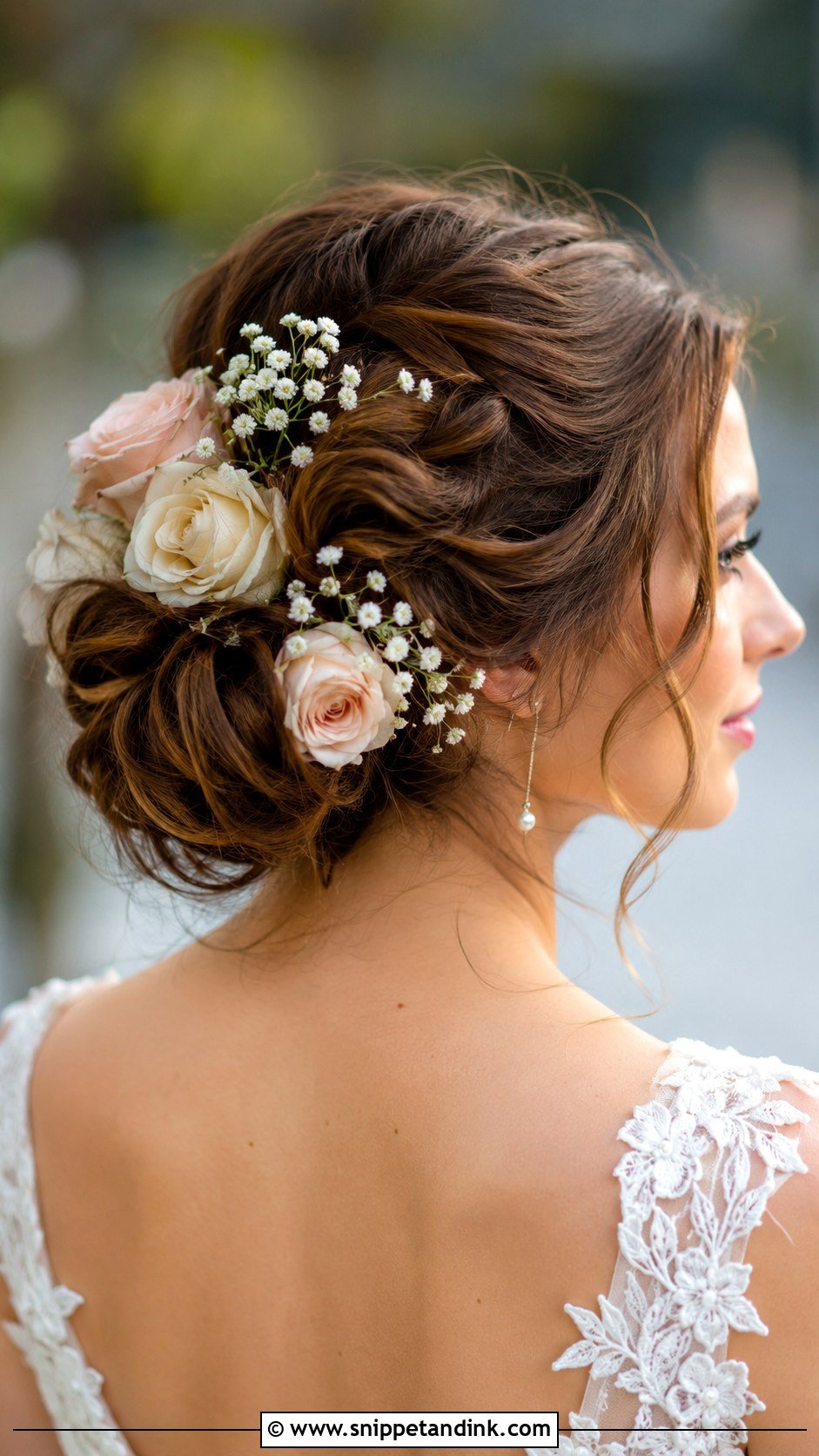 Flower Adorned Updo for Bride - Snippet and Ink - 25 Wedding Hair for Bride Ideas