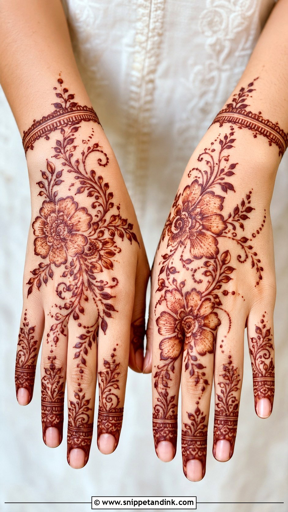 Flower Back Hand Mehndi Design - Snippet and Ink - 35 Back Hand Mehndi Designs
