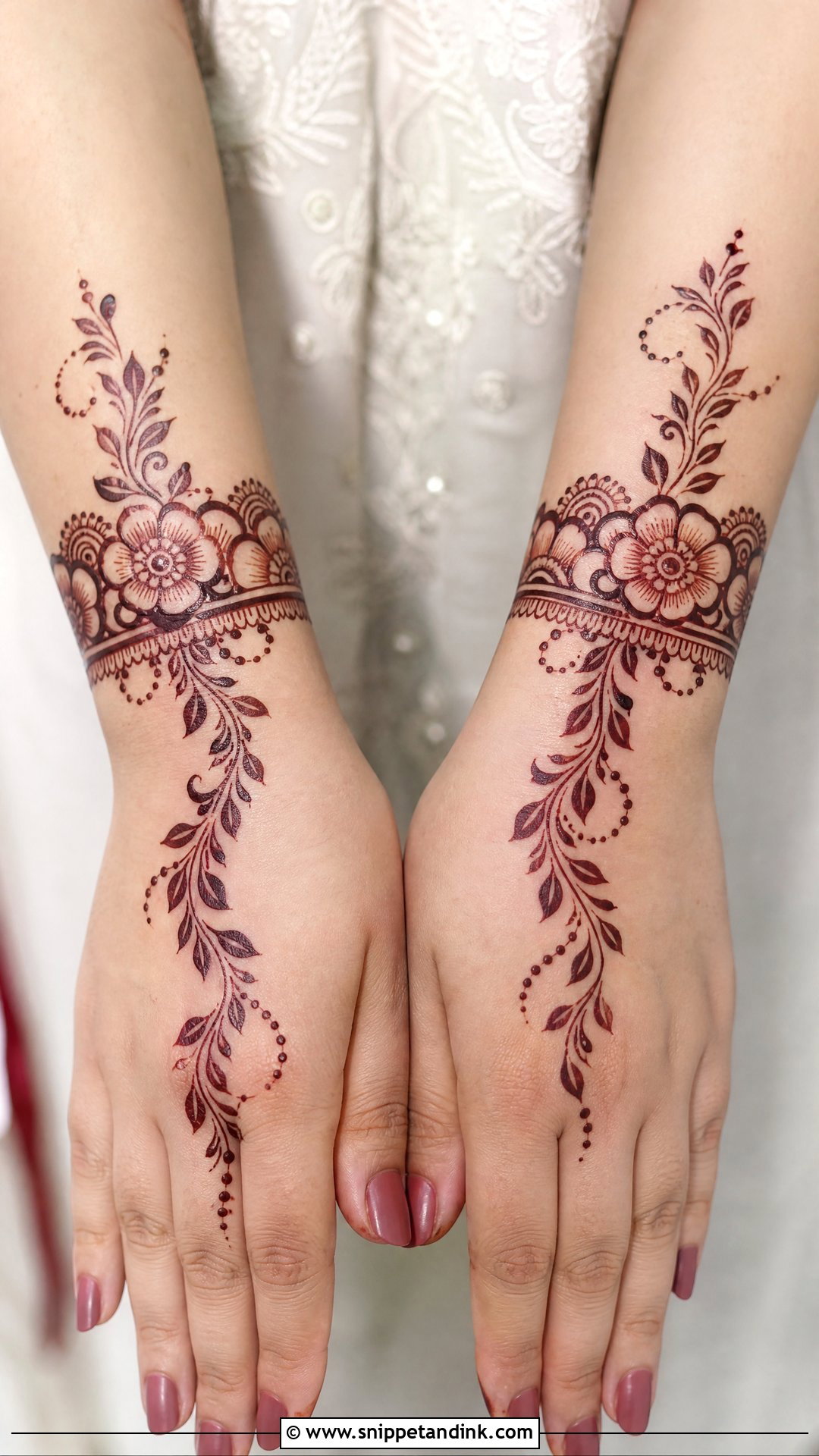 Flower Bracelet Wrist Mehndi Design - Snippet and Ink - 30 Wrist Mehndi Designs