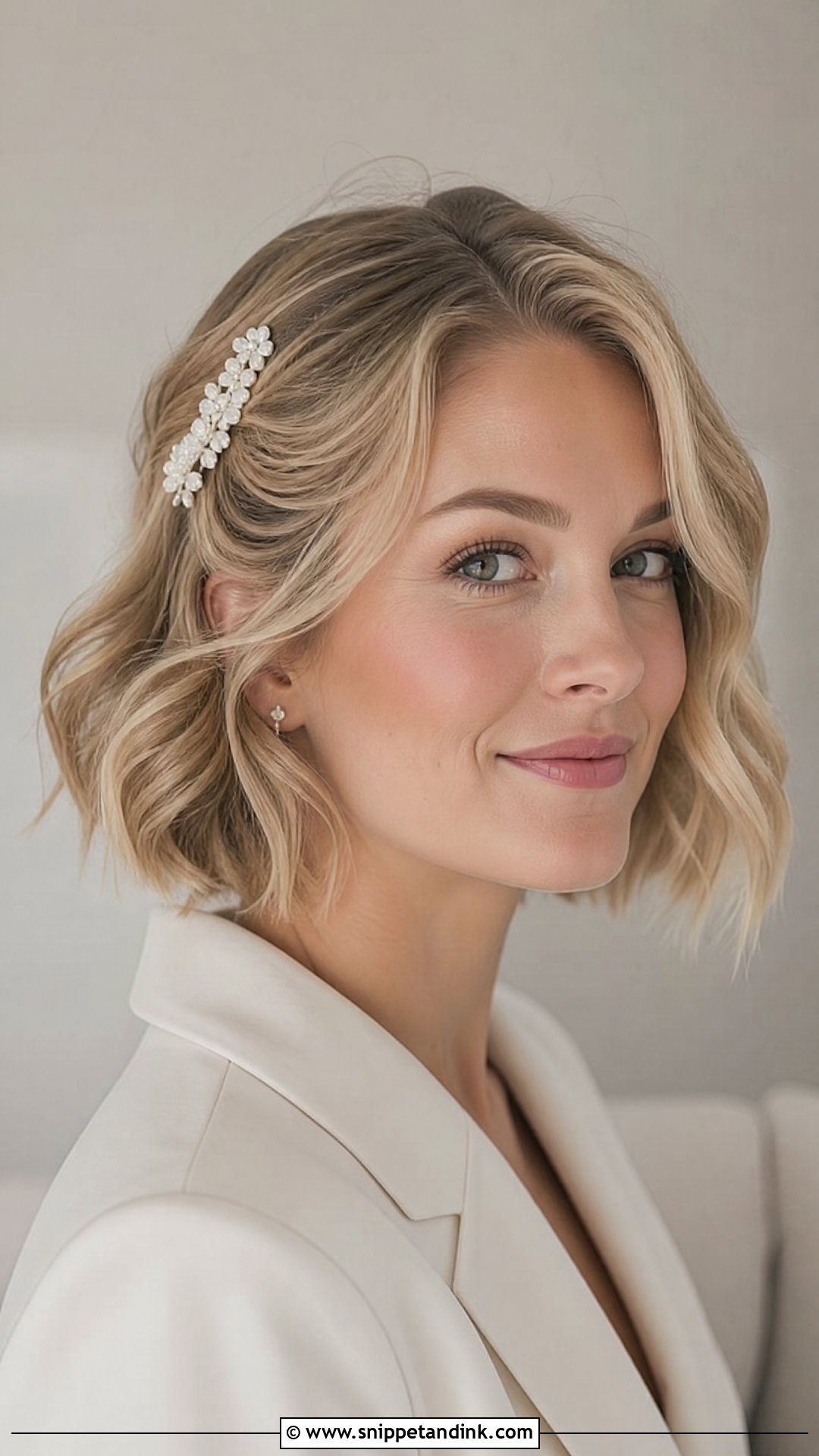Flower Bridal Barrette With Short Hair - Snippet and Ink - 15 Flower Bridal Hair Accessories