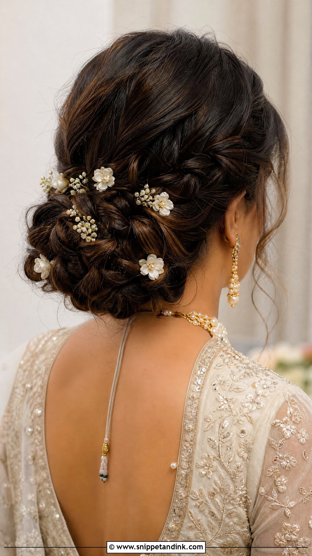 Flower Bridal Hair Pins With Braided Updo - Snippet and Ink - 15 Flower Bridal Hair Accessories