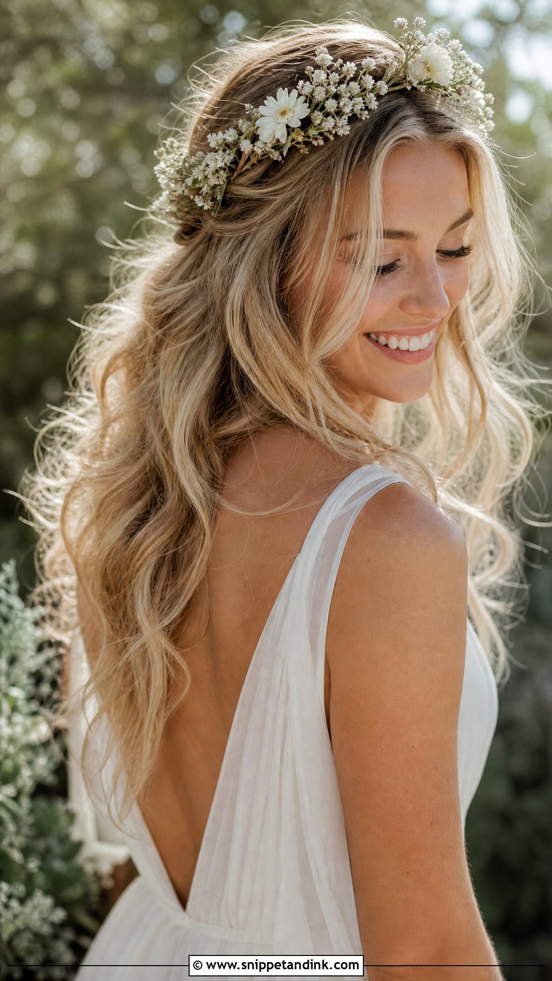 Flower Bridal Hair Wreath With Boho Waves - Snippet and Ink - 15 Flower Bridal Hair Accessories