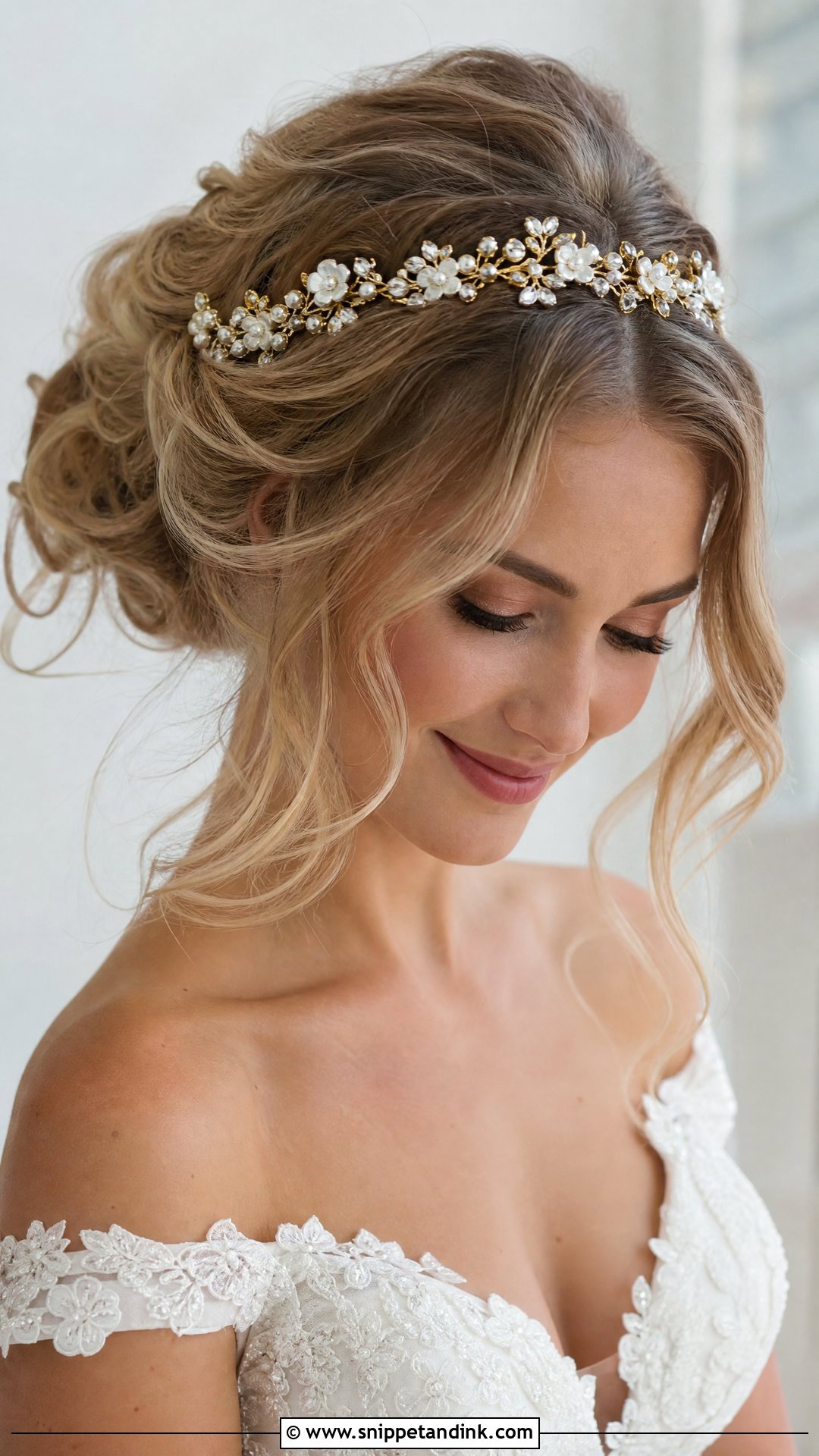Flower Bridal Tiara With Updo - Snippet and Ink - 15 Flower Bridal Hair Accessories