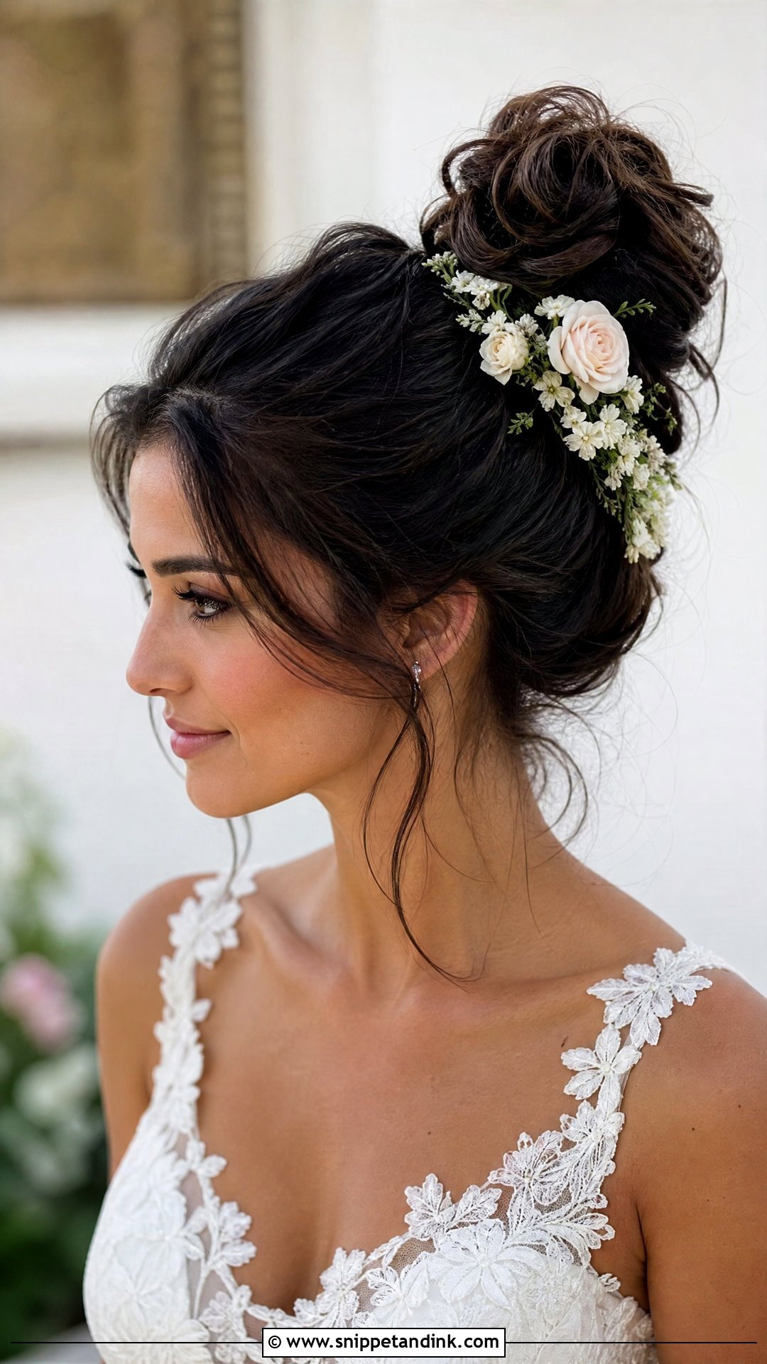 Flower Bride High Bun - Snippet and Ink - 15 Bride High Bun Hairstyles